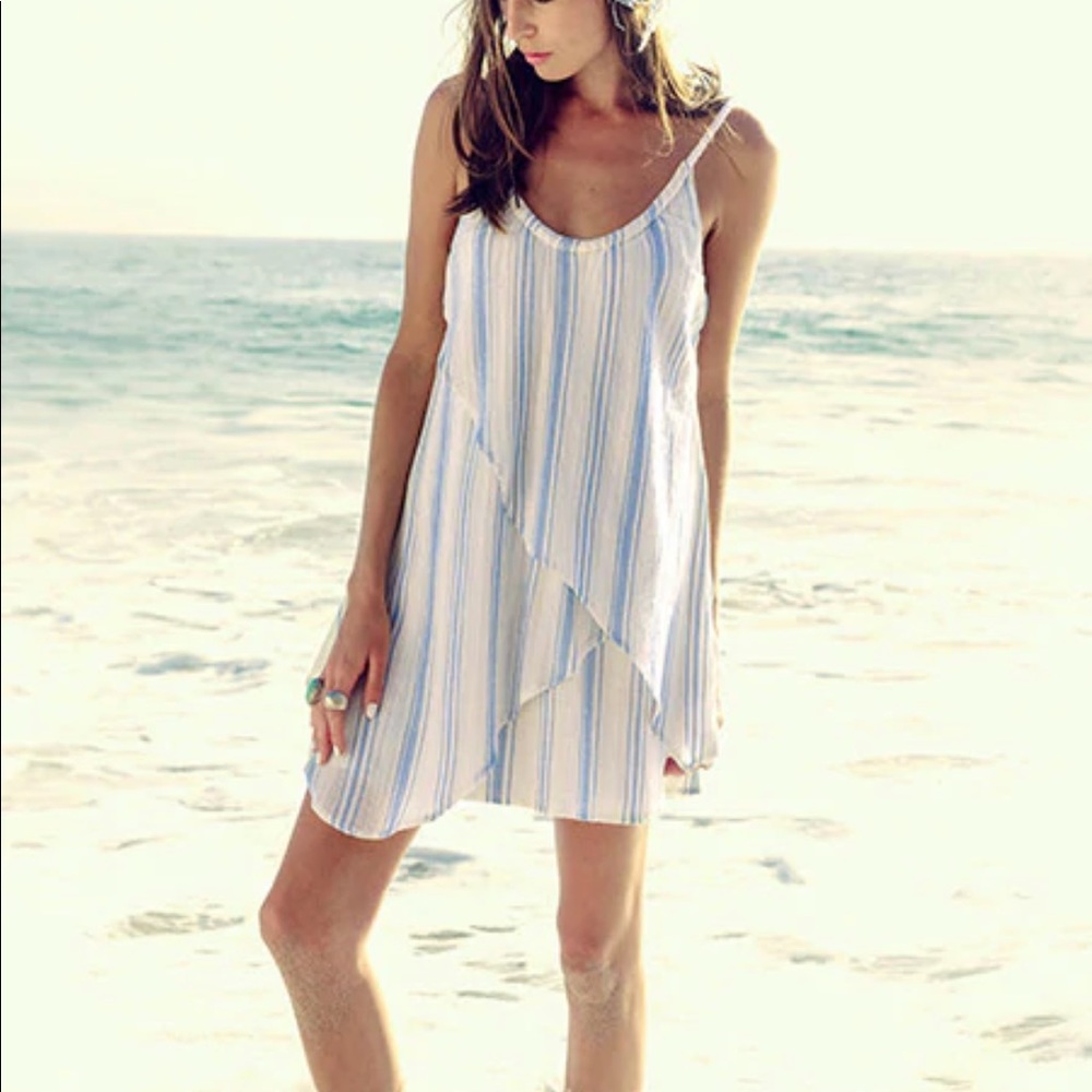 Astars Gauze Beach Striped Flutter Dress